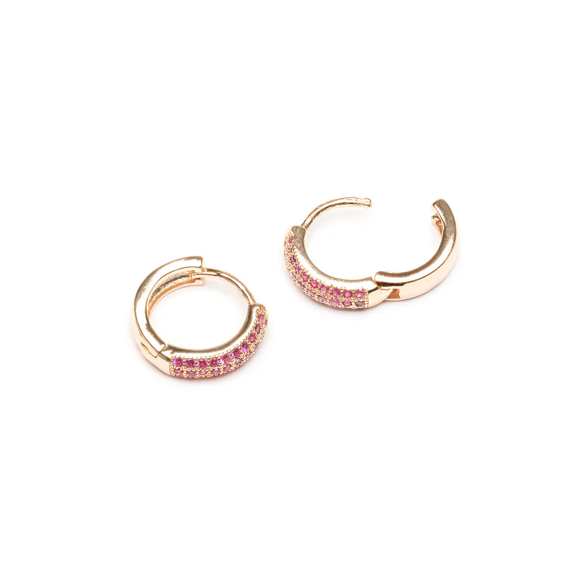 Pink Pave Huggie Earrings