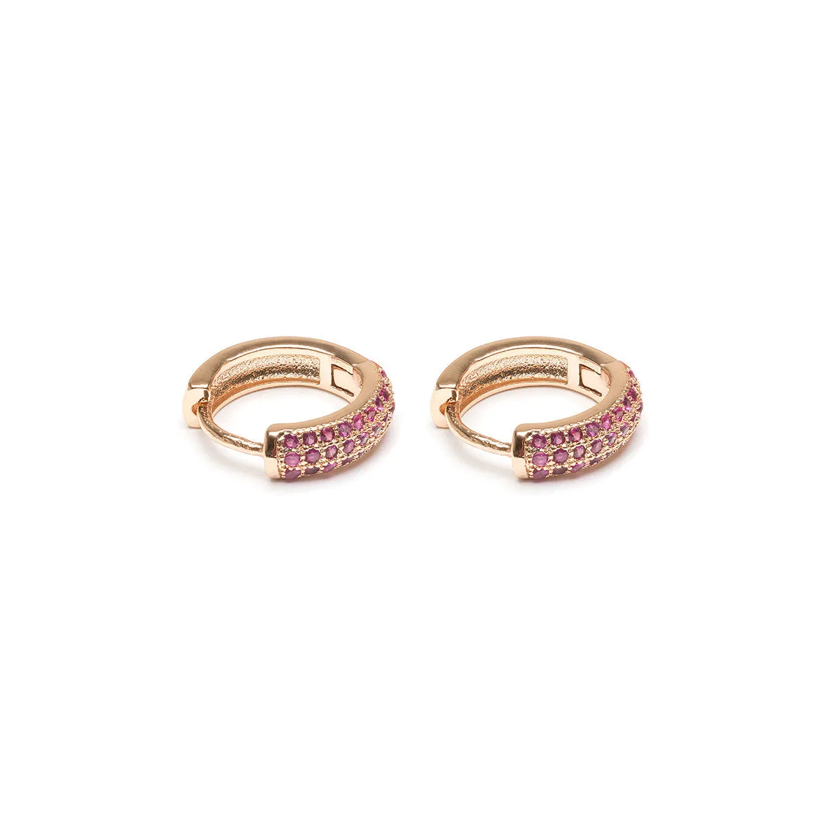 Pink Pave Huggie Earrings