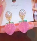 Pink Peach Pearl Stud Earrings