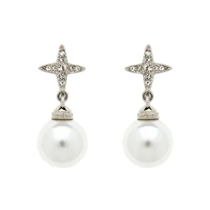 Pl Crystal Star & Pearl Earrings