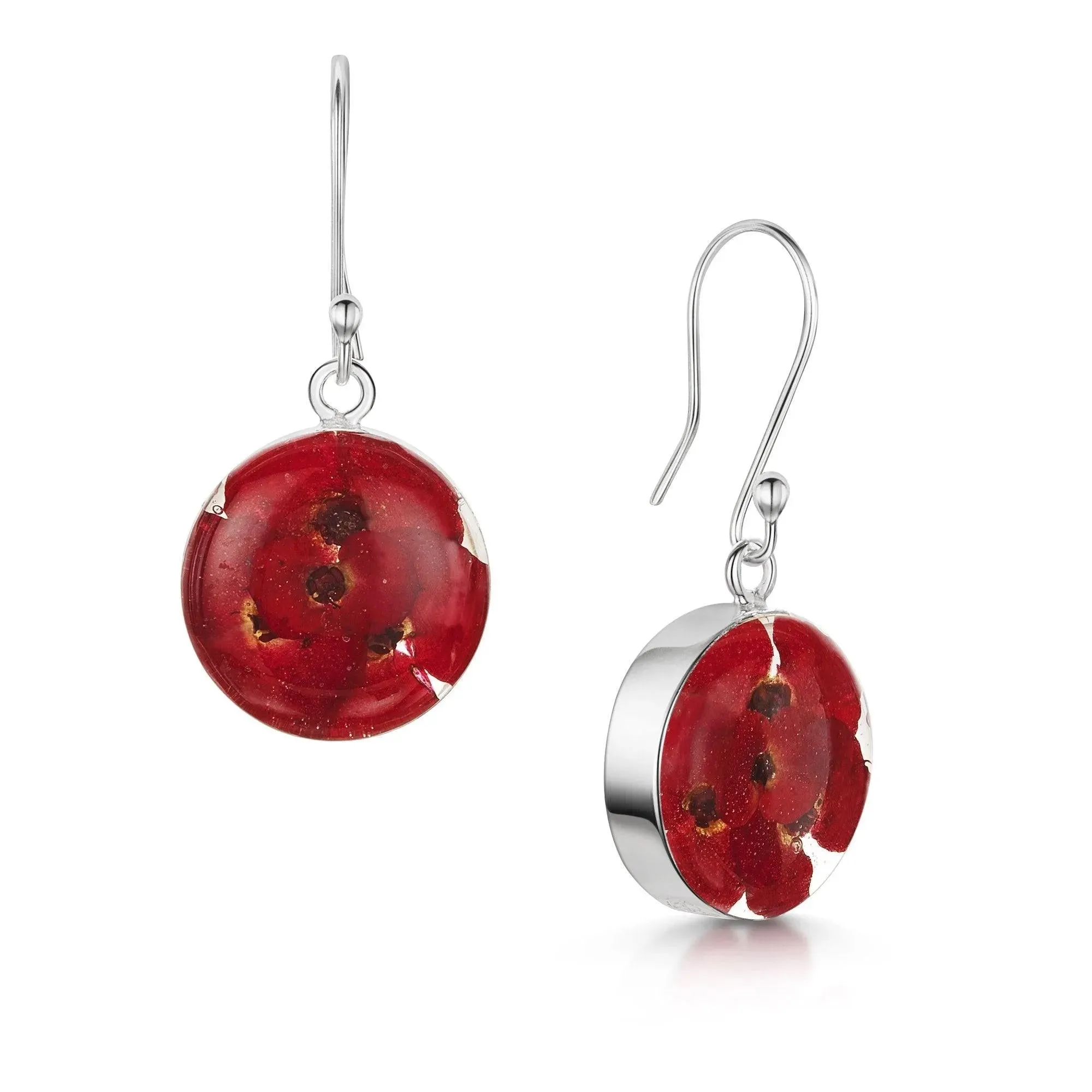 Poppy Earrings | Sterling Silver Earrings with tiny flowers | Full-Moon inspired