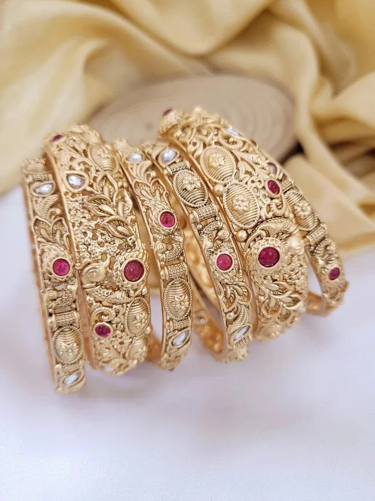 Rajwadi Judau Kada Set, Rajwadi kada 6 Psc, Pachali bangles , Meenakari Kada, Indian Wedding jewelry, Kundan bridal bangles Set, Set of 2