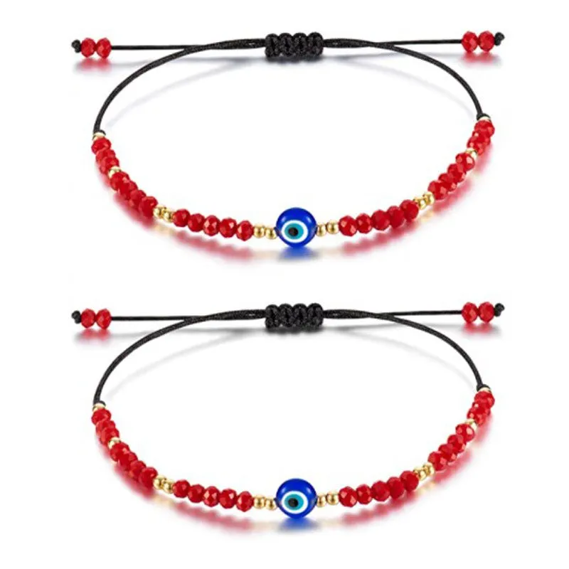 Red And Black Ball Eye Braided Bracelet