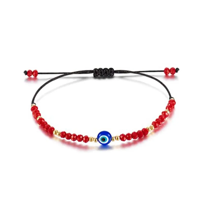 Red And Black Ball Eye Braided Bracelet