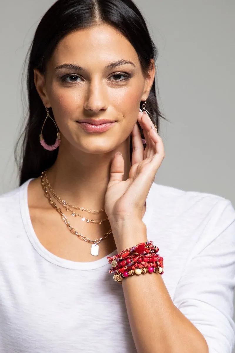 Red Cayenne Multi Strand Layer Bracelet