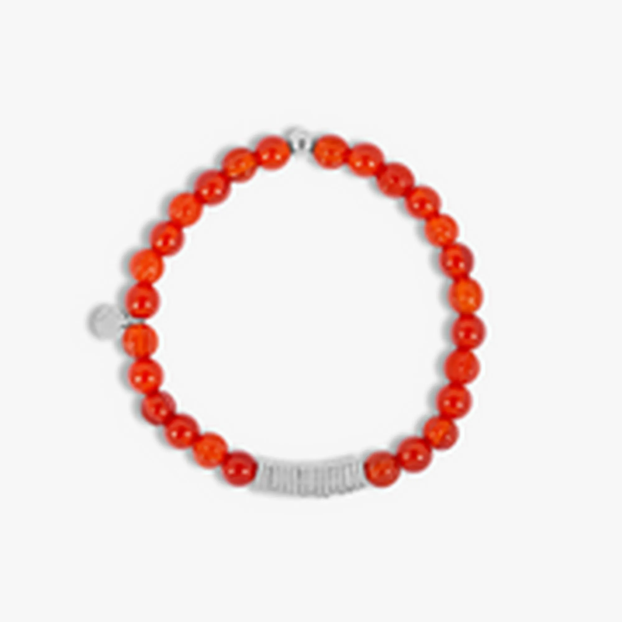 Red Cornelian Beaded Bracelet with Silver Spacer Discs