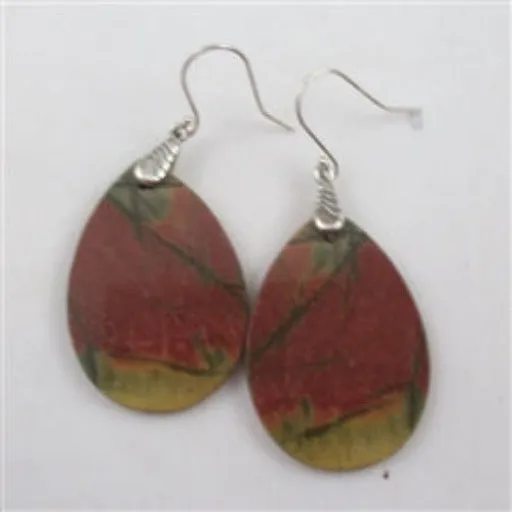 Red Creek Jasper Gemstone Teardrop Earrings