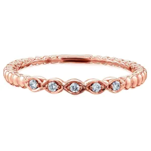 Ribbed Navette Line Diamond Ring, Rose Gold