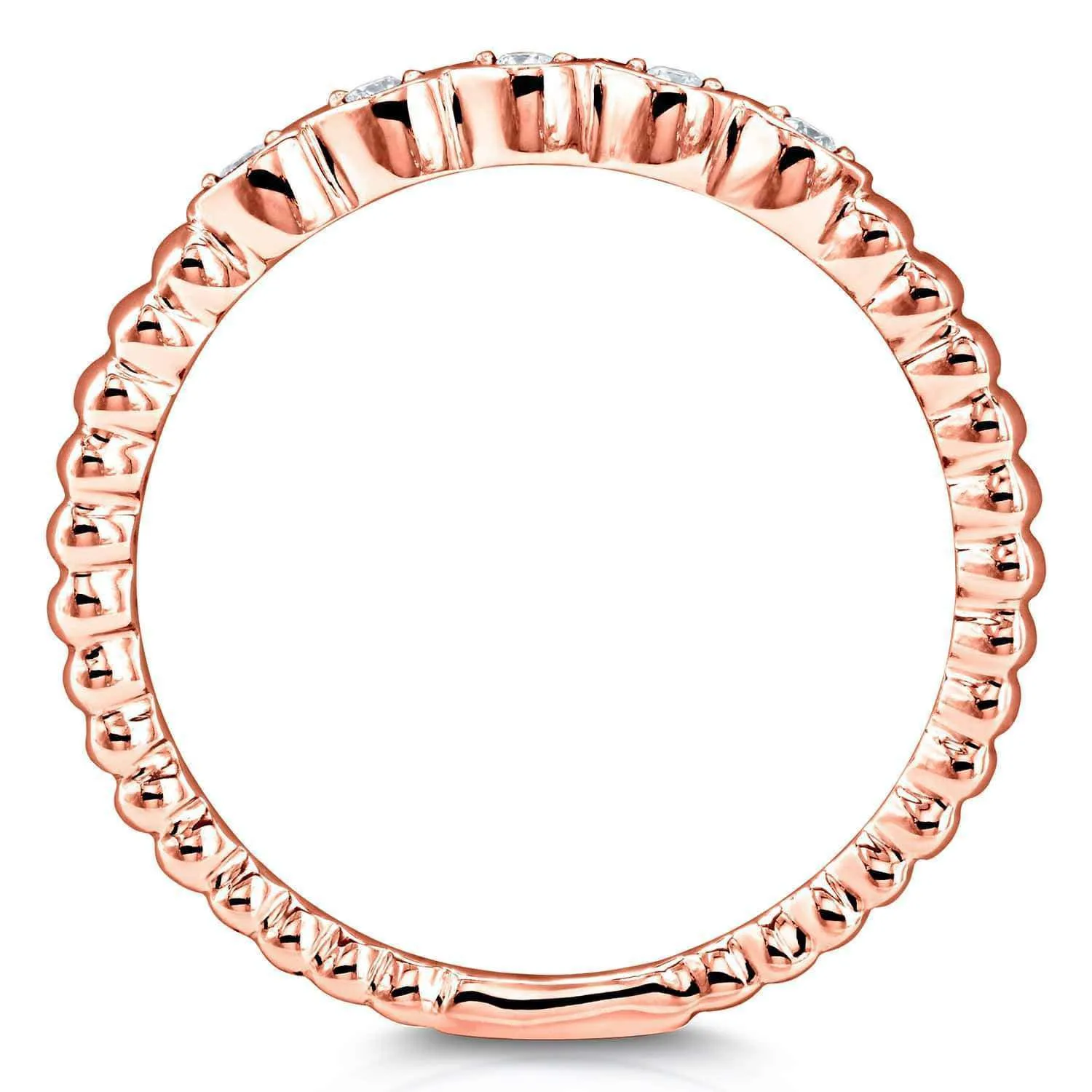 Ribbed Navette Line Diamond Ring, Rose Gold