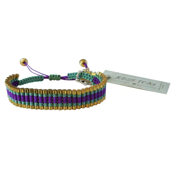 Rose Gonzales "Tori" Strut Collection Woven Bracelet in Purple & Teal