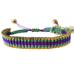 Rose Gonzales "Tori" Strut Collection Woven Bracelet in Purple & Teal