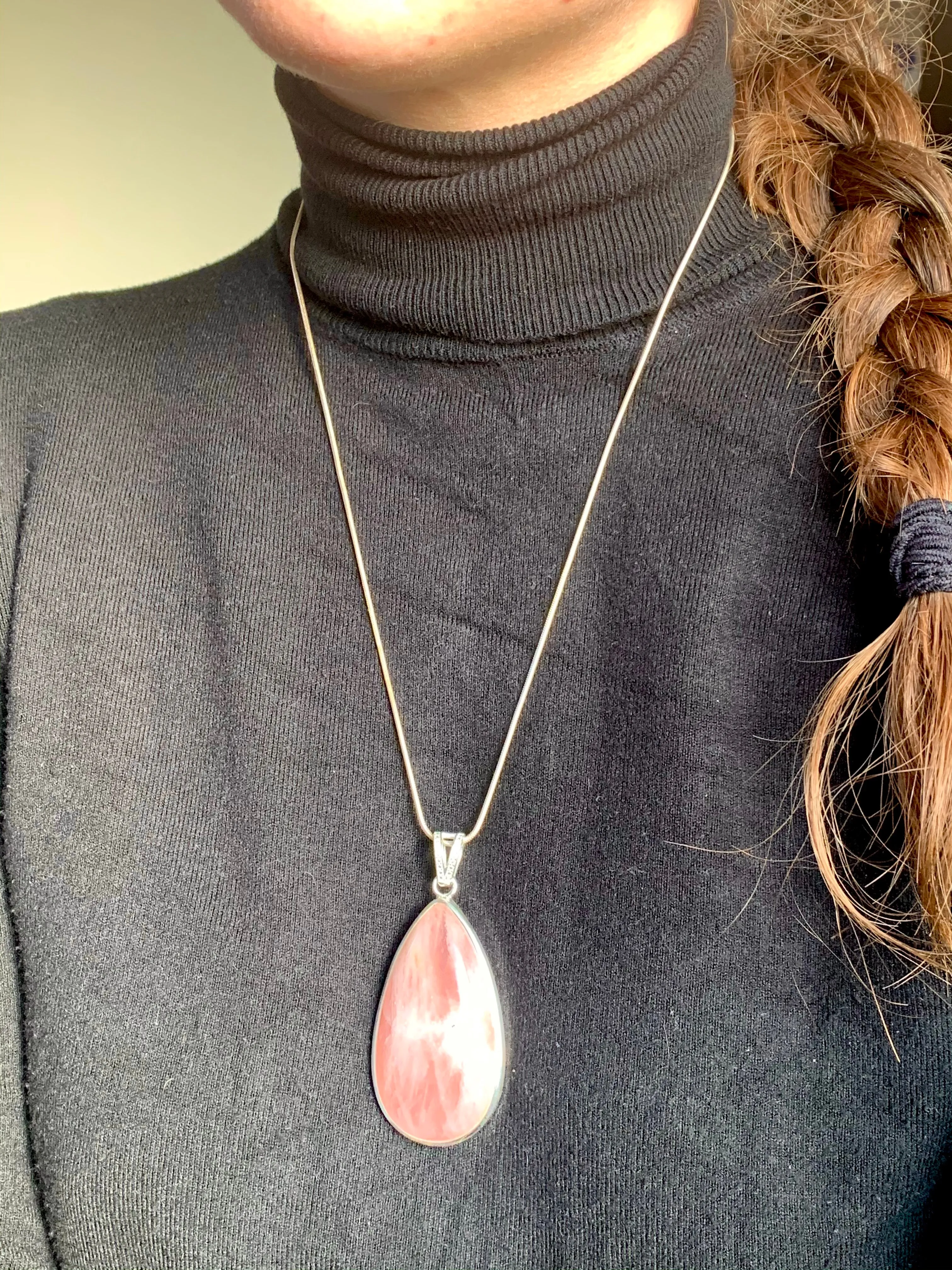 Rose Quartz Clarissa Pendant - XLarge Teardrop (One of a kind)