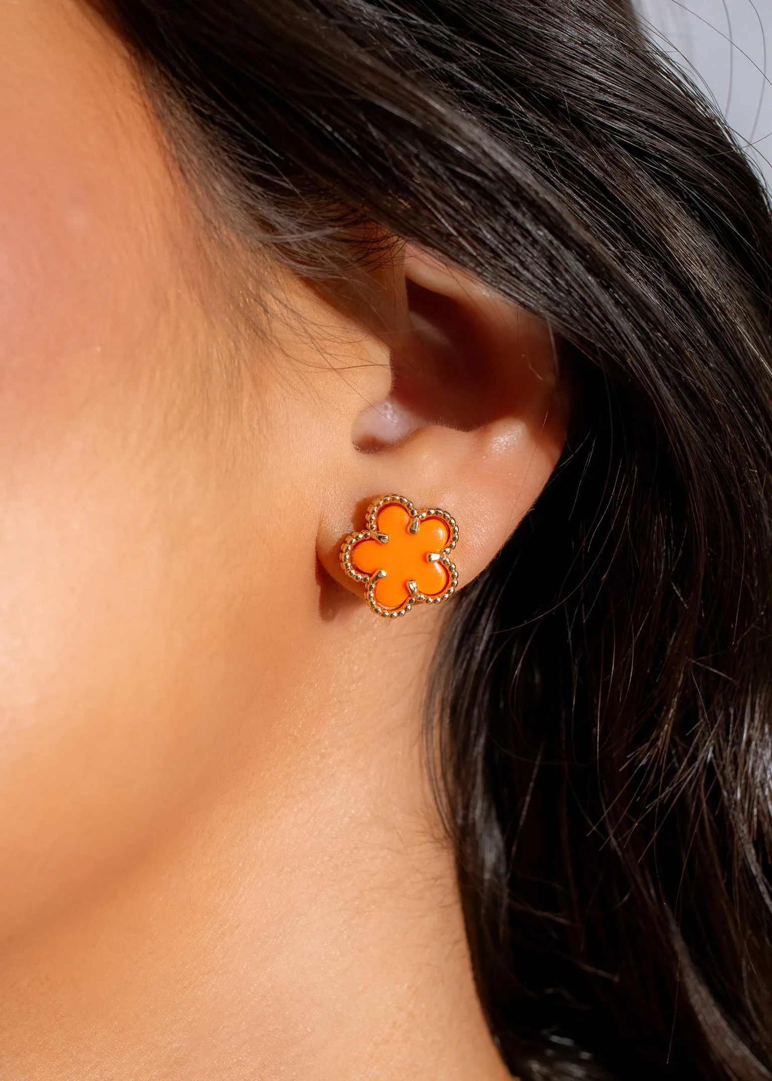 Roses In The Rain Earring  Orange