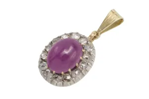 Ruby and rose diamond pendant in silver and gold