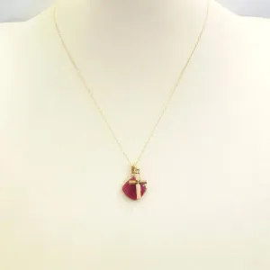 Ruby Cushion with Cross Single Pendant