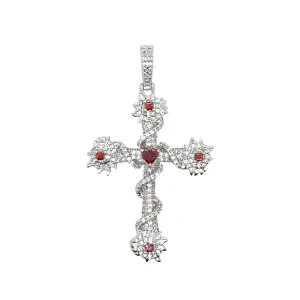 Ruby Iced Spiked Cross