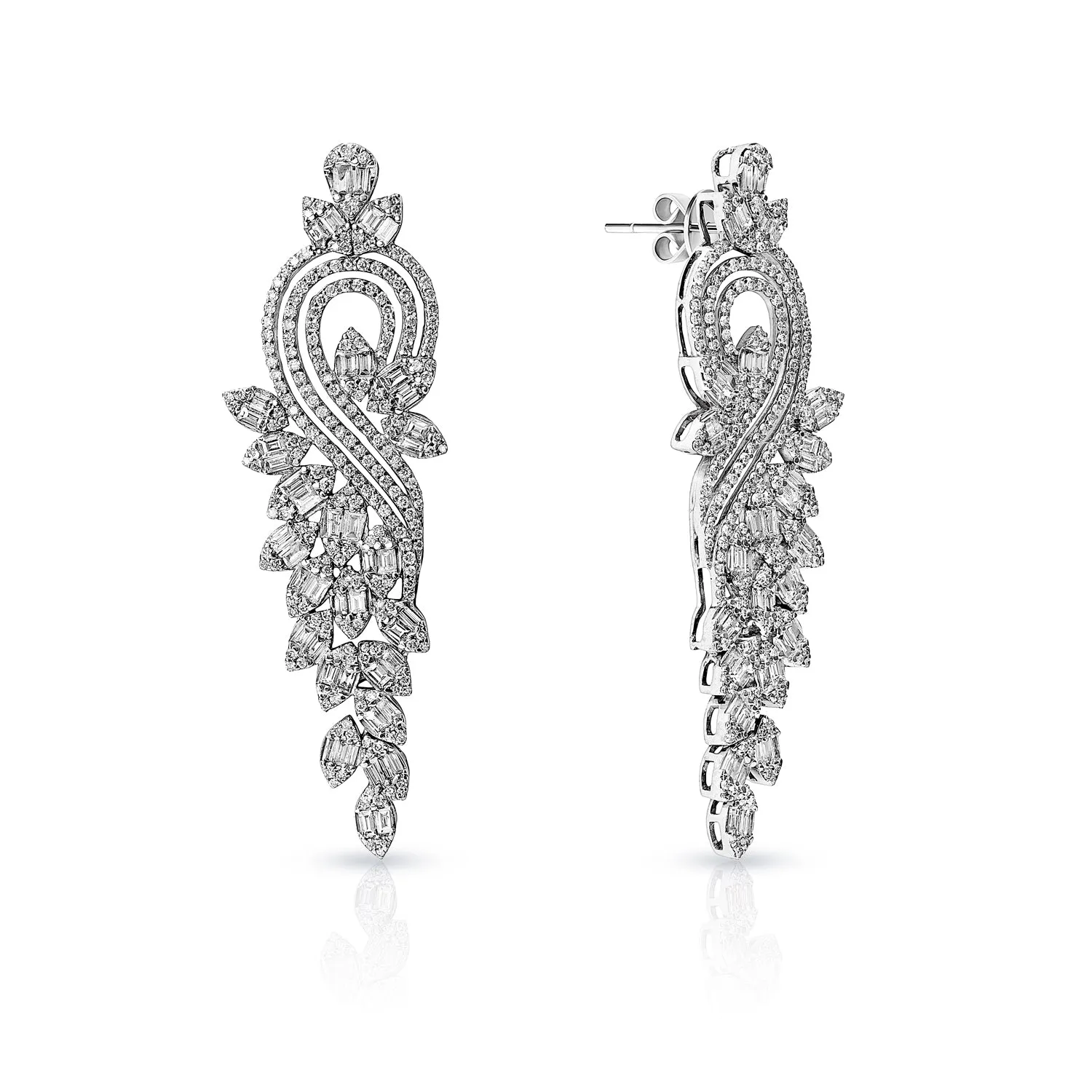 Rylee 5 Carat Combined Mixed Shape Diamond Chandelier Earrings for Ladies in 14kt White Gold