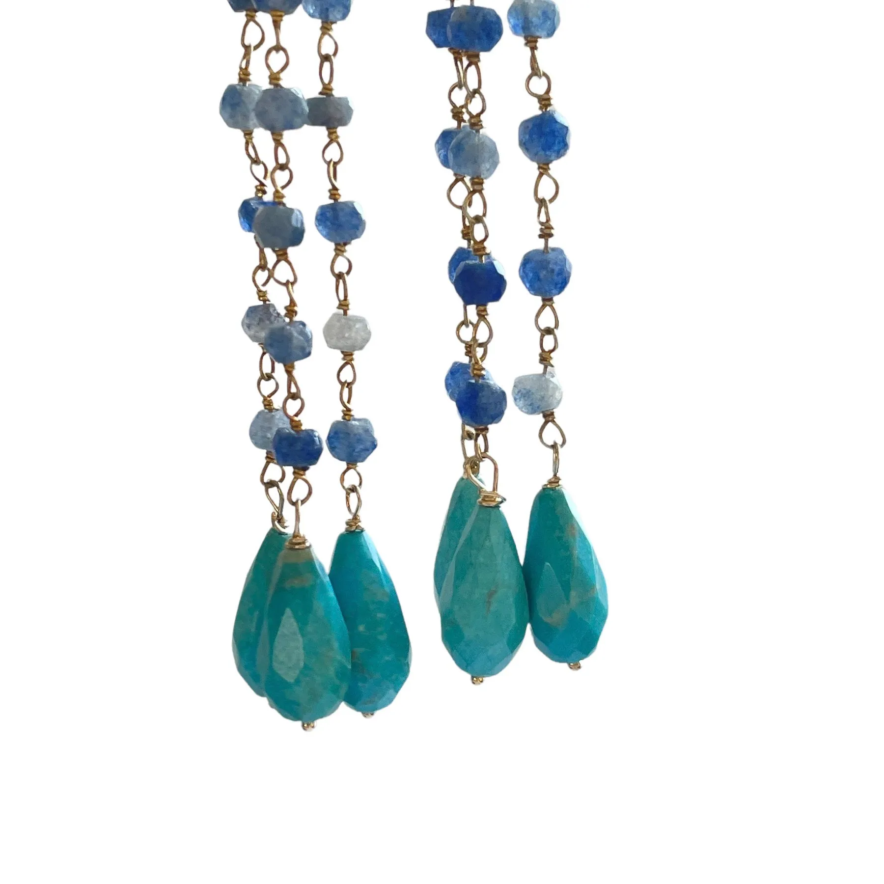 Sapphire & Turquoise Chandelier Earrings