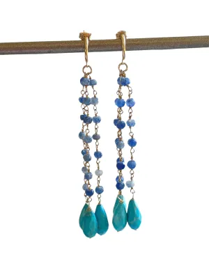 Sapphire & Turquoise Chandelier Earrings