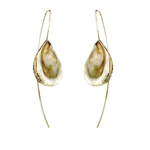 Satin-finish sterling silver oyster shell drop earrings