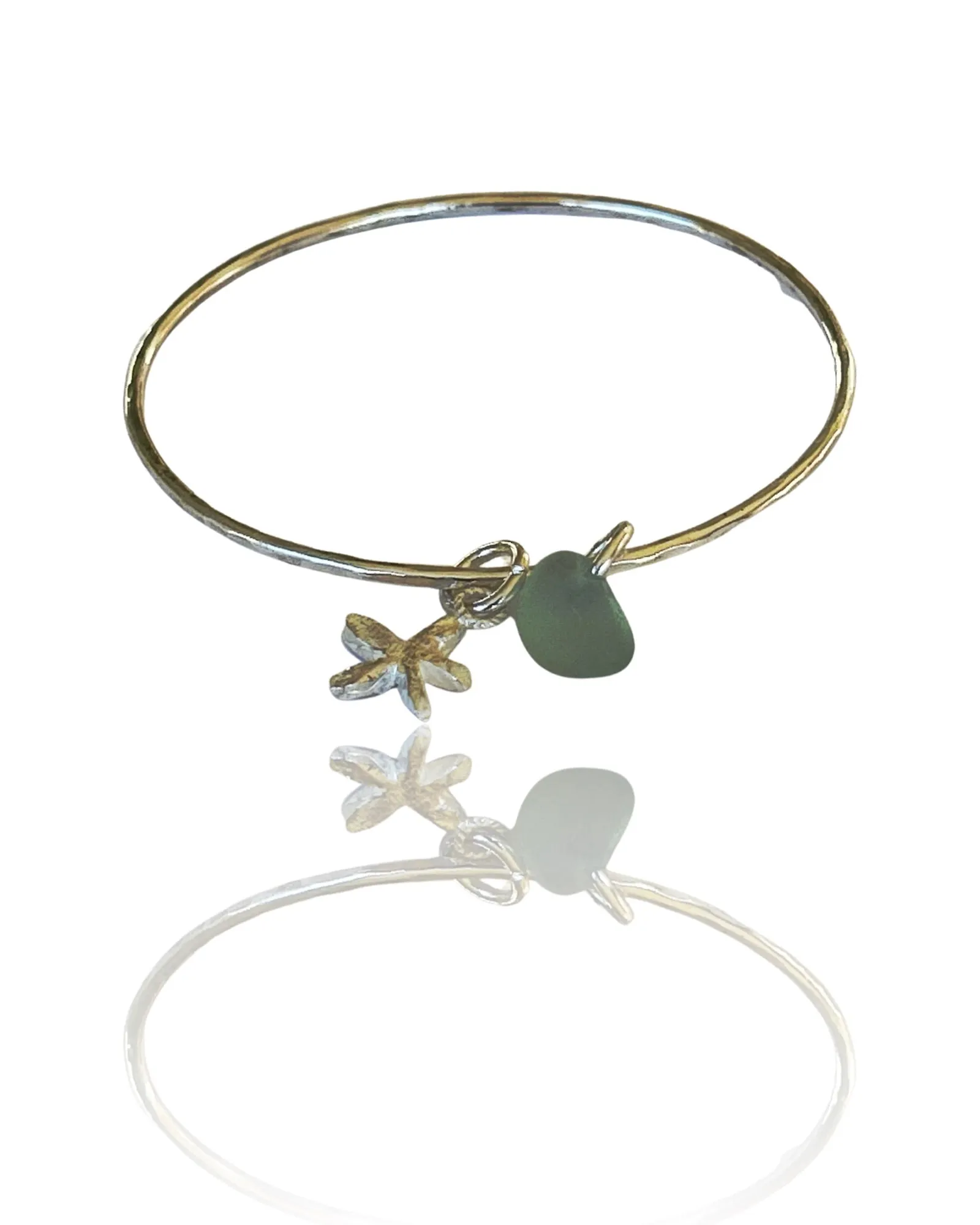 Sea Glass And Starfish Charm Bangle