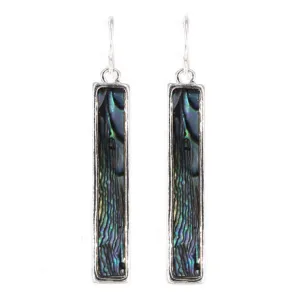 Silver Bar Abalone Earrings