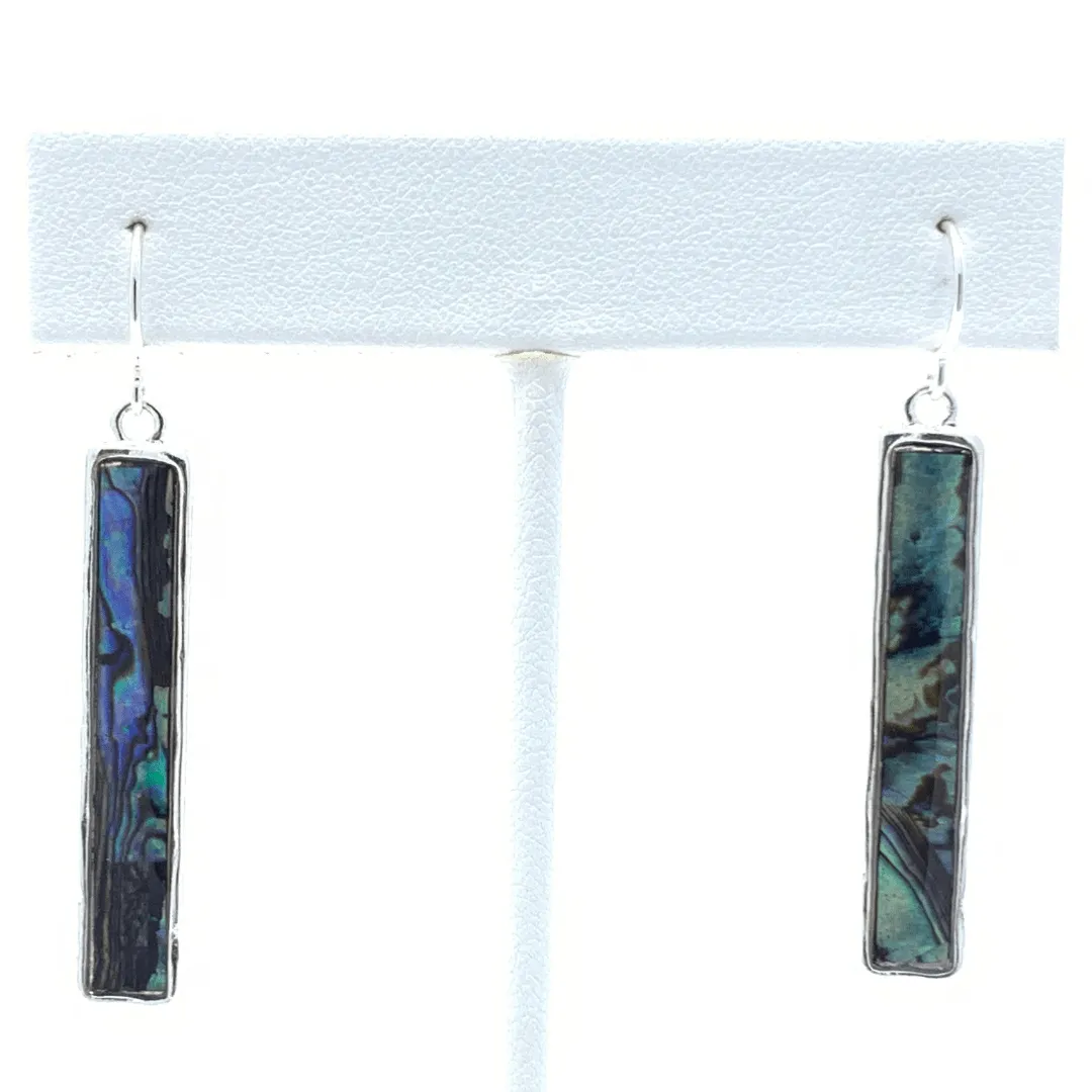 Silver Bar Abalone Earrings