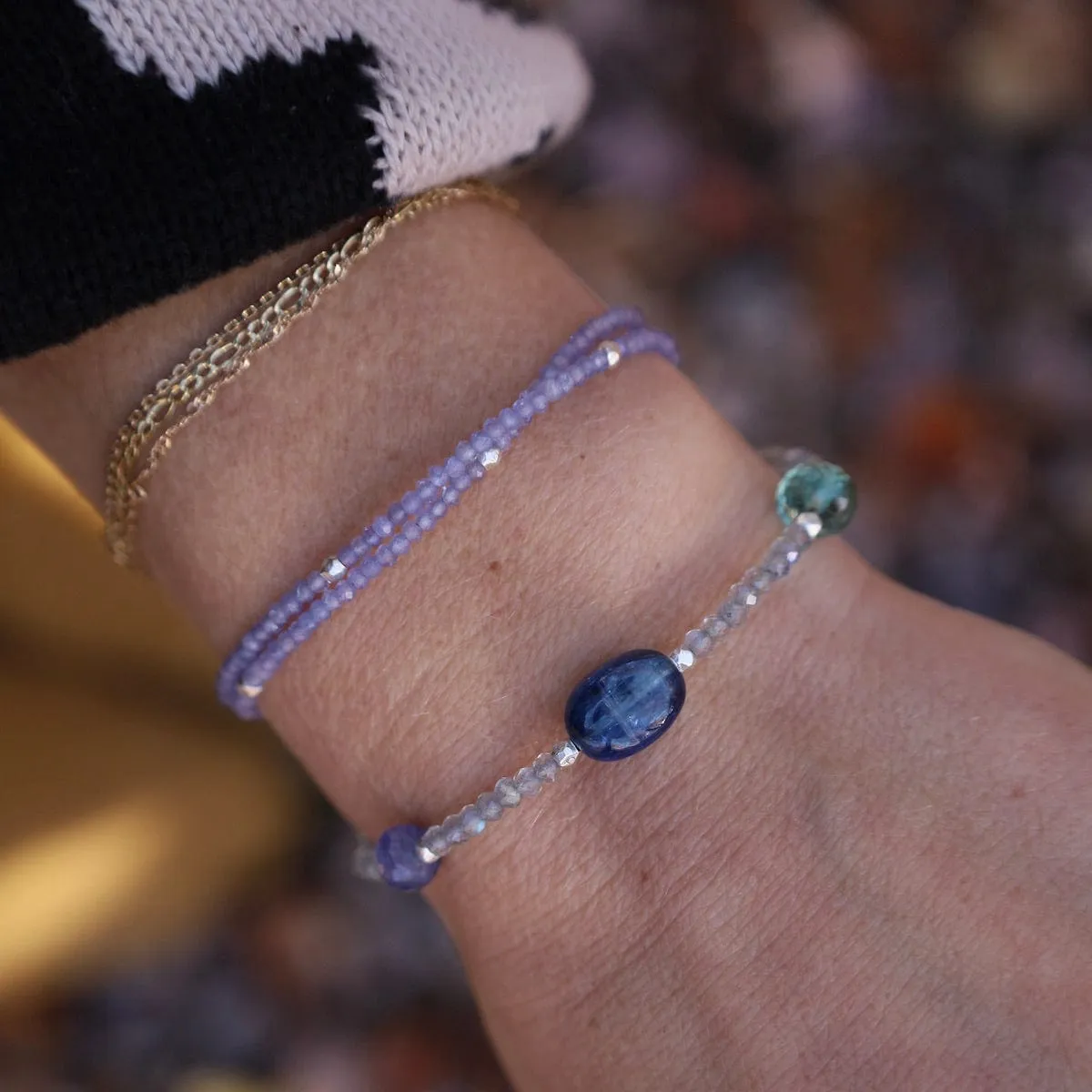 Silver Double Strand Tanzanite Bracelet