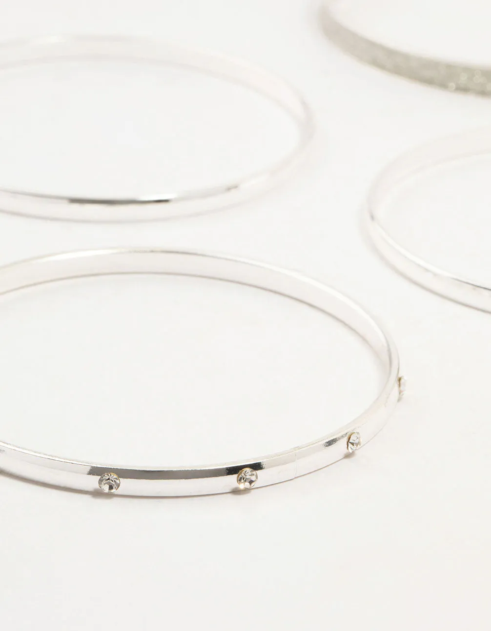 Silver Glitter Paper & Diamante Bangles 5-Pack