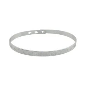 Silver Happiness is not a destination Engraved Bracelet