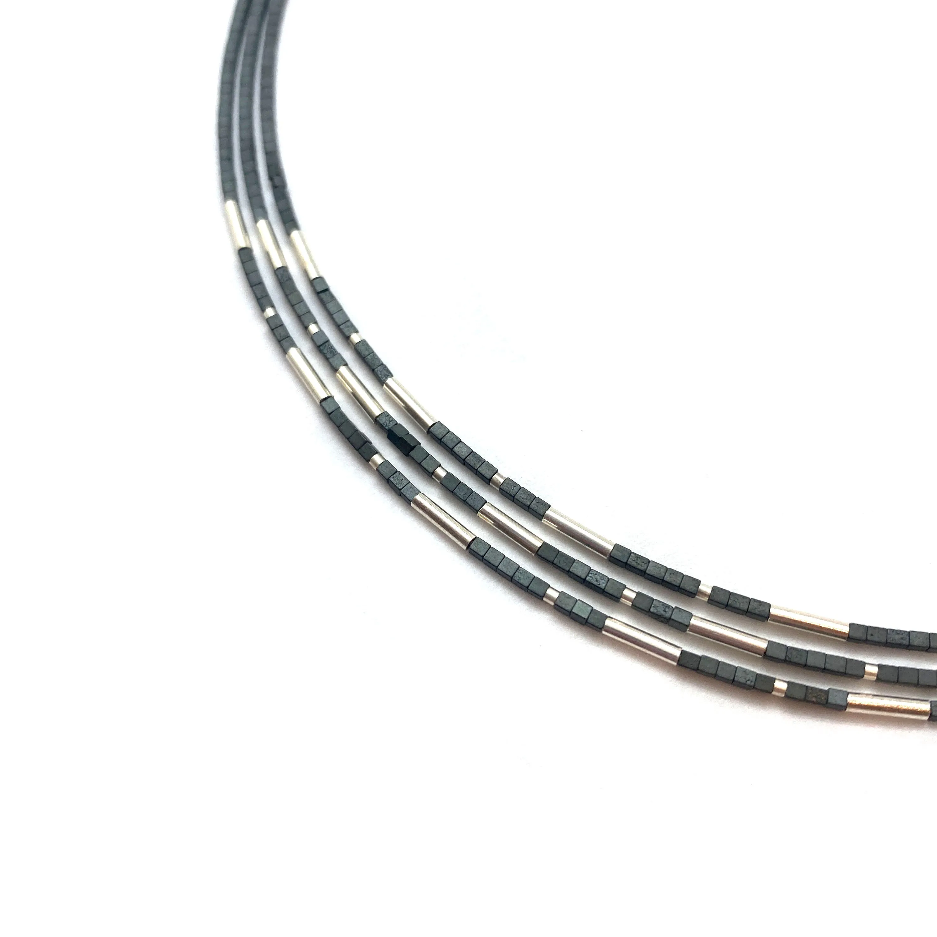 Silver Hematite Collar Necklace