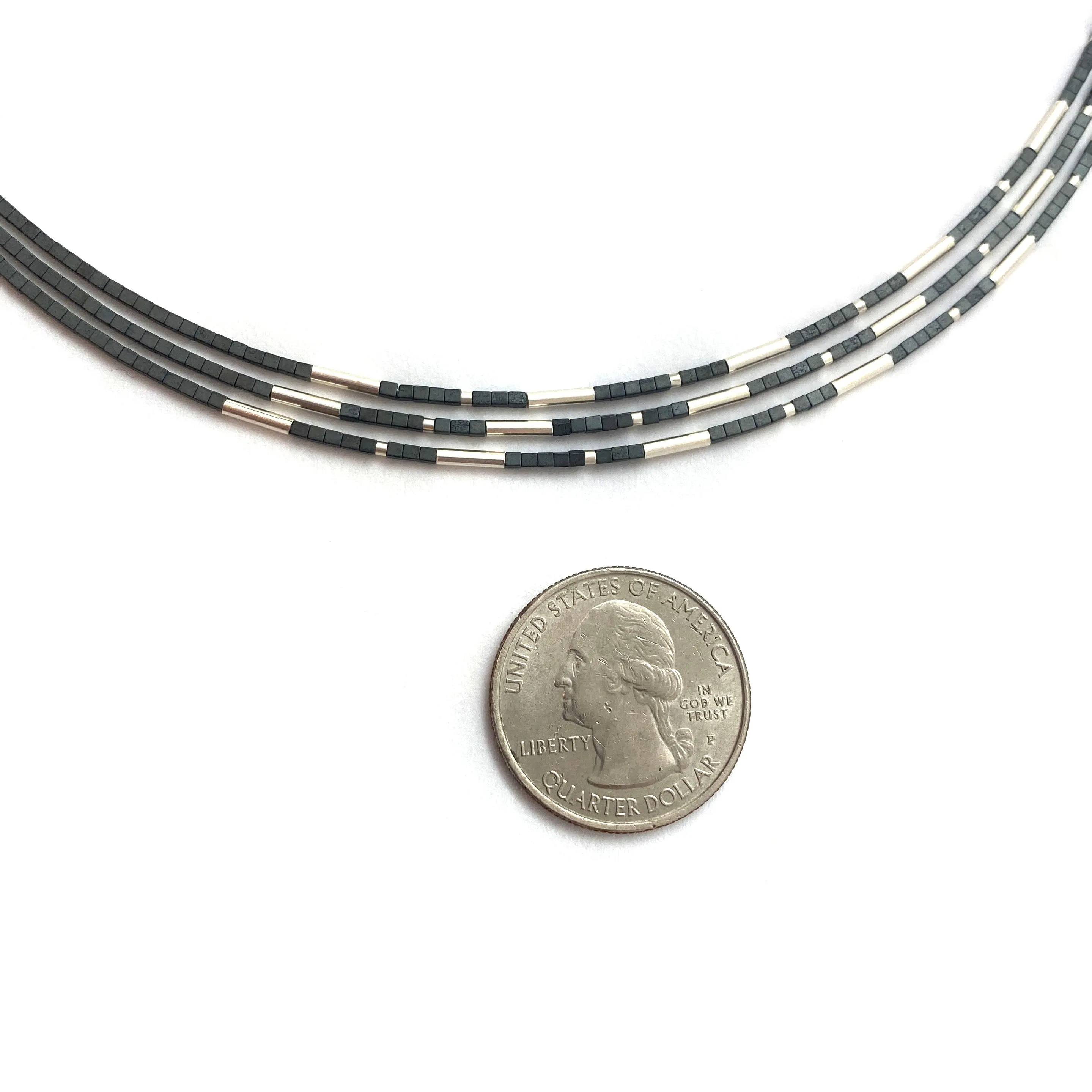 Silver Hematite Collar Necklace