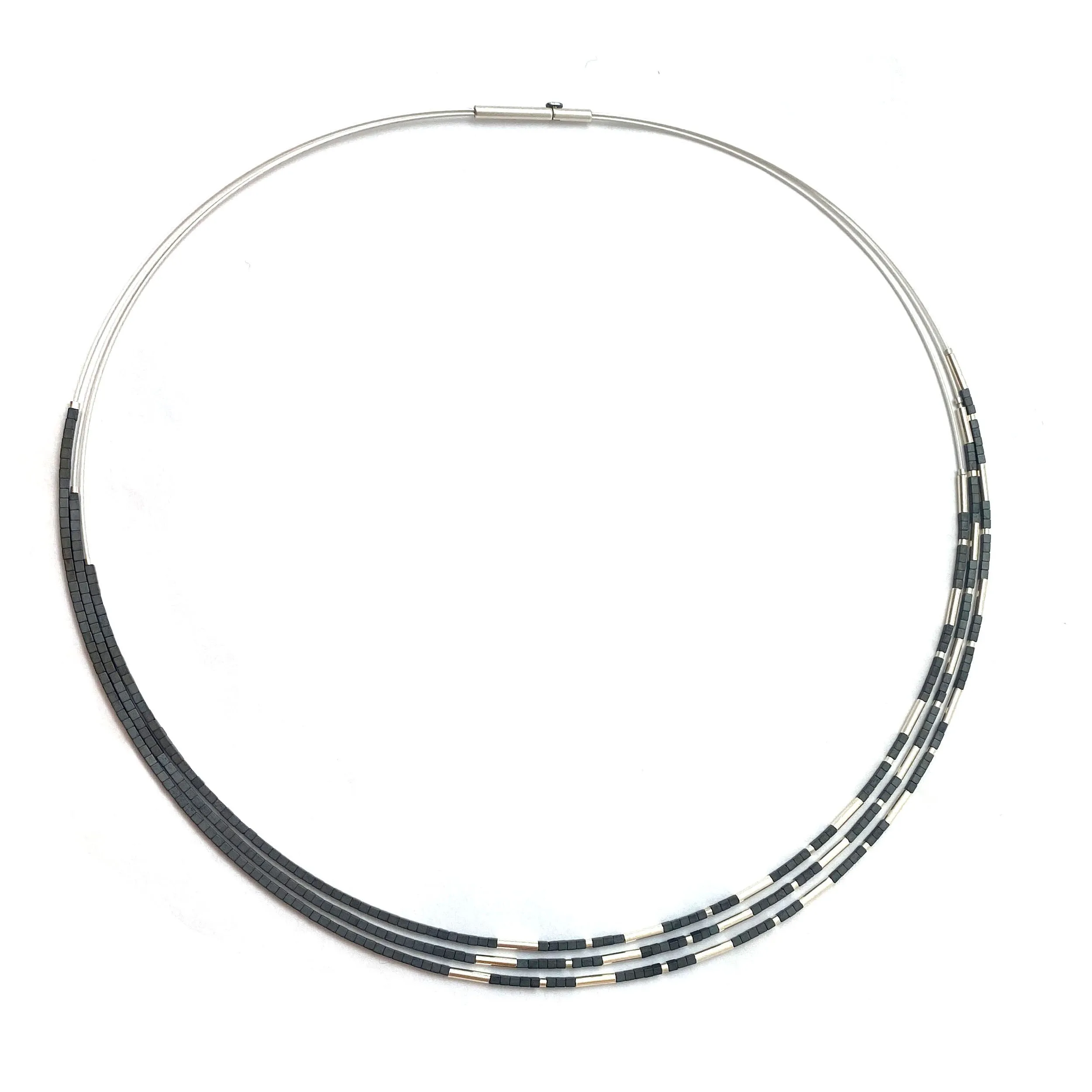 Silver Hematite Collar Necklace