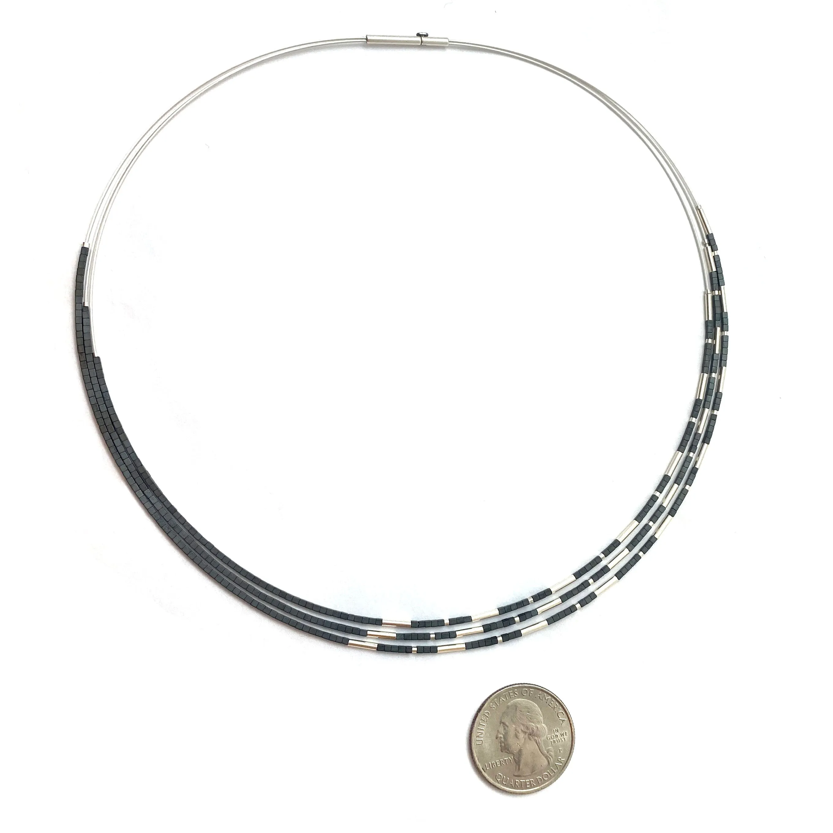 Silver Hematite Collar Necklace