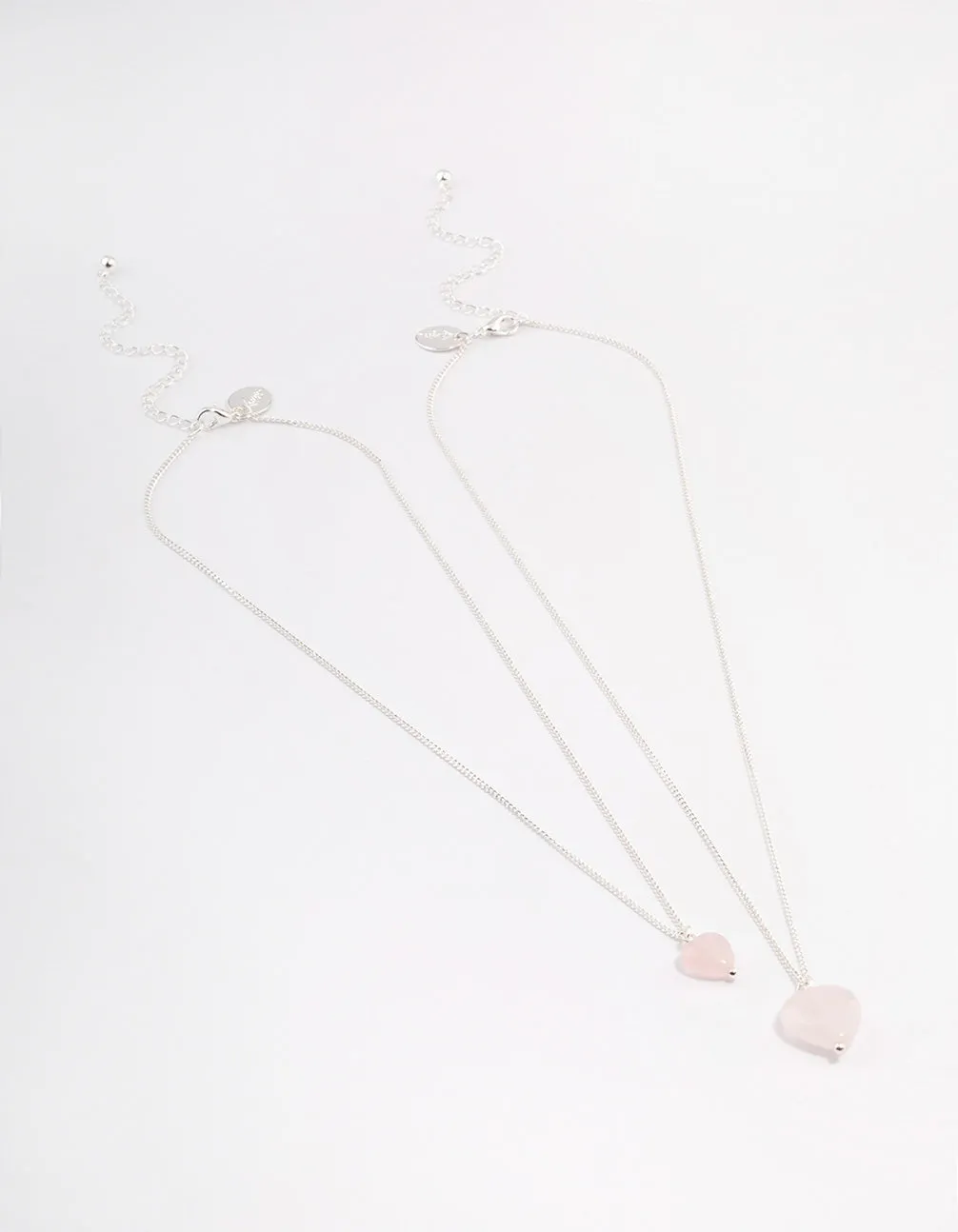 Silver Plated Rose Quartz Heart Necklace Pack