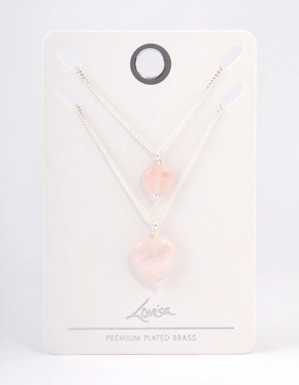 Silver Plated Rose Quartz Heart Necklace Pack