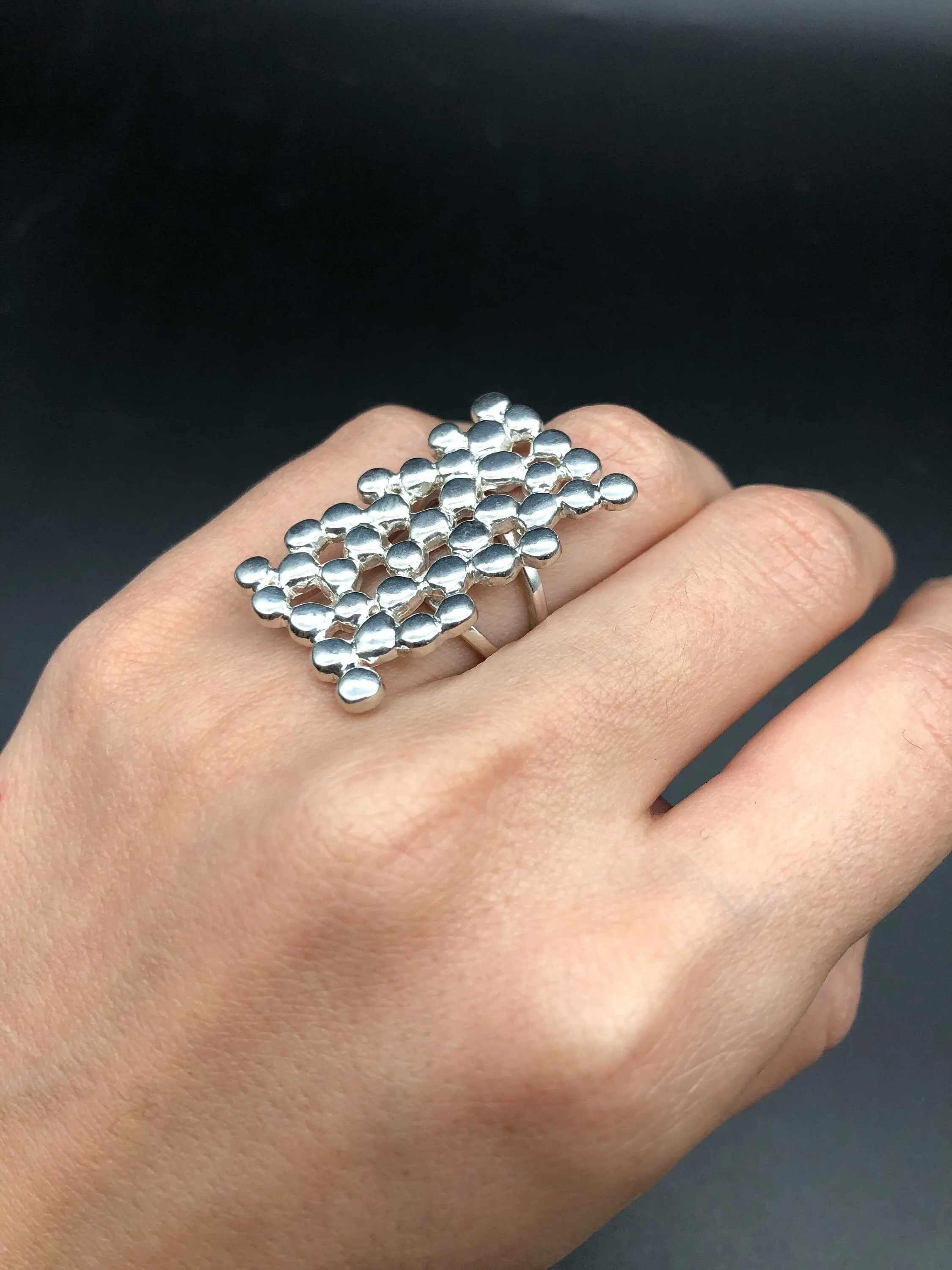 Silver Square Ring - Silver Statement Ring - Chunky Square Ring