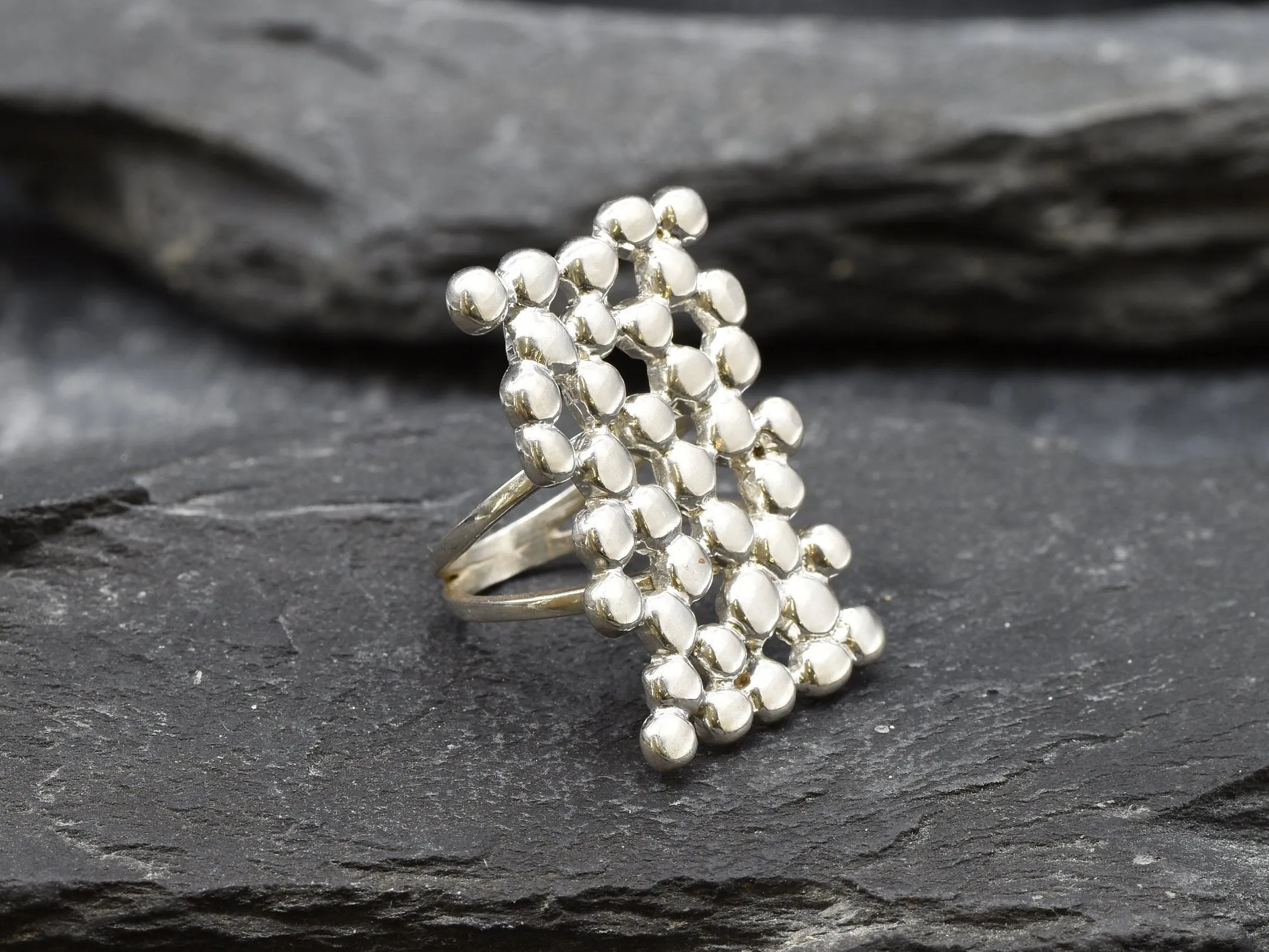 Silver Square Ring - Silver Statement Ring - Chunky Square Ring