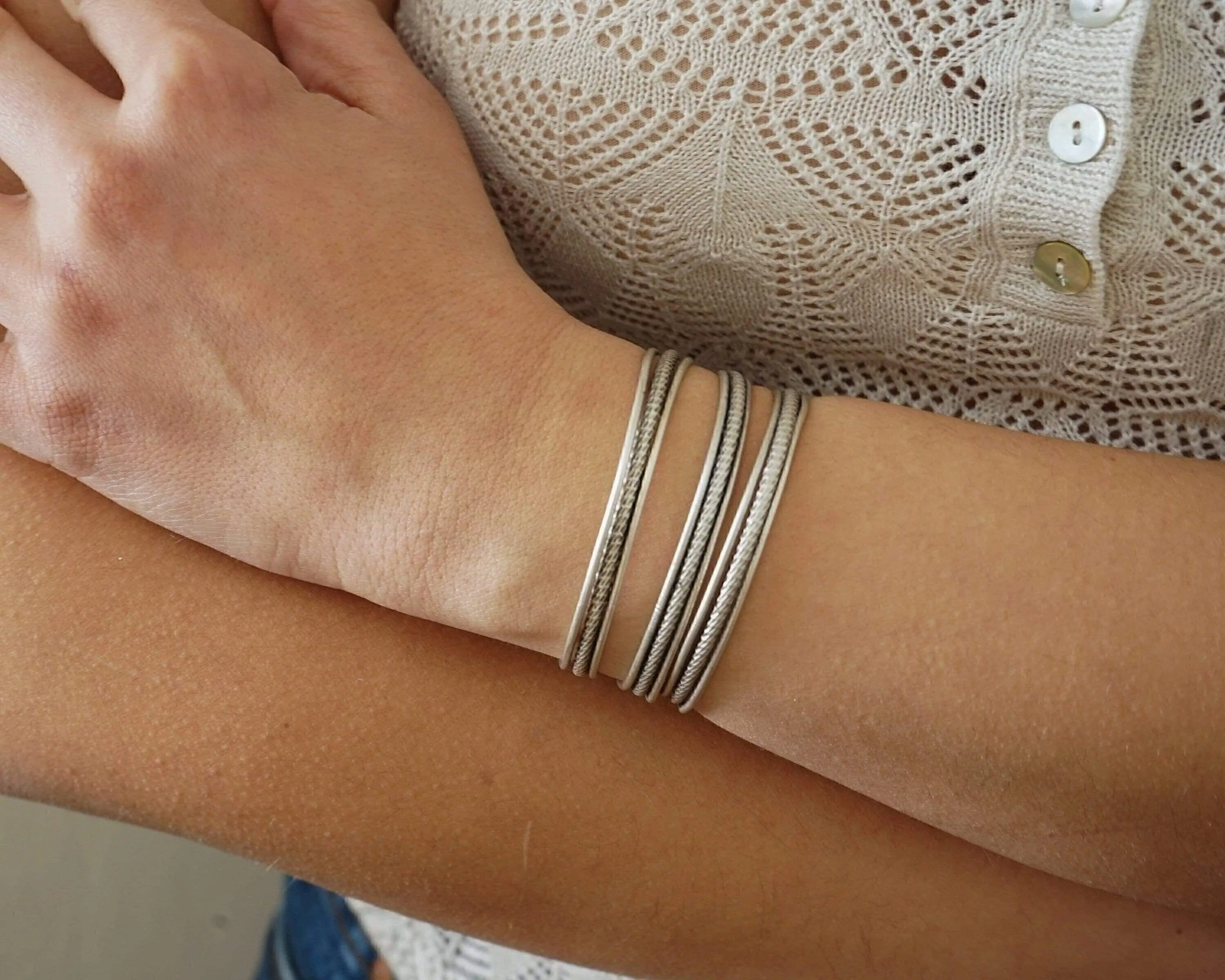 Silver Triple Strand Braided Cuff