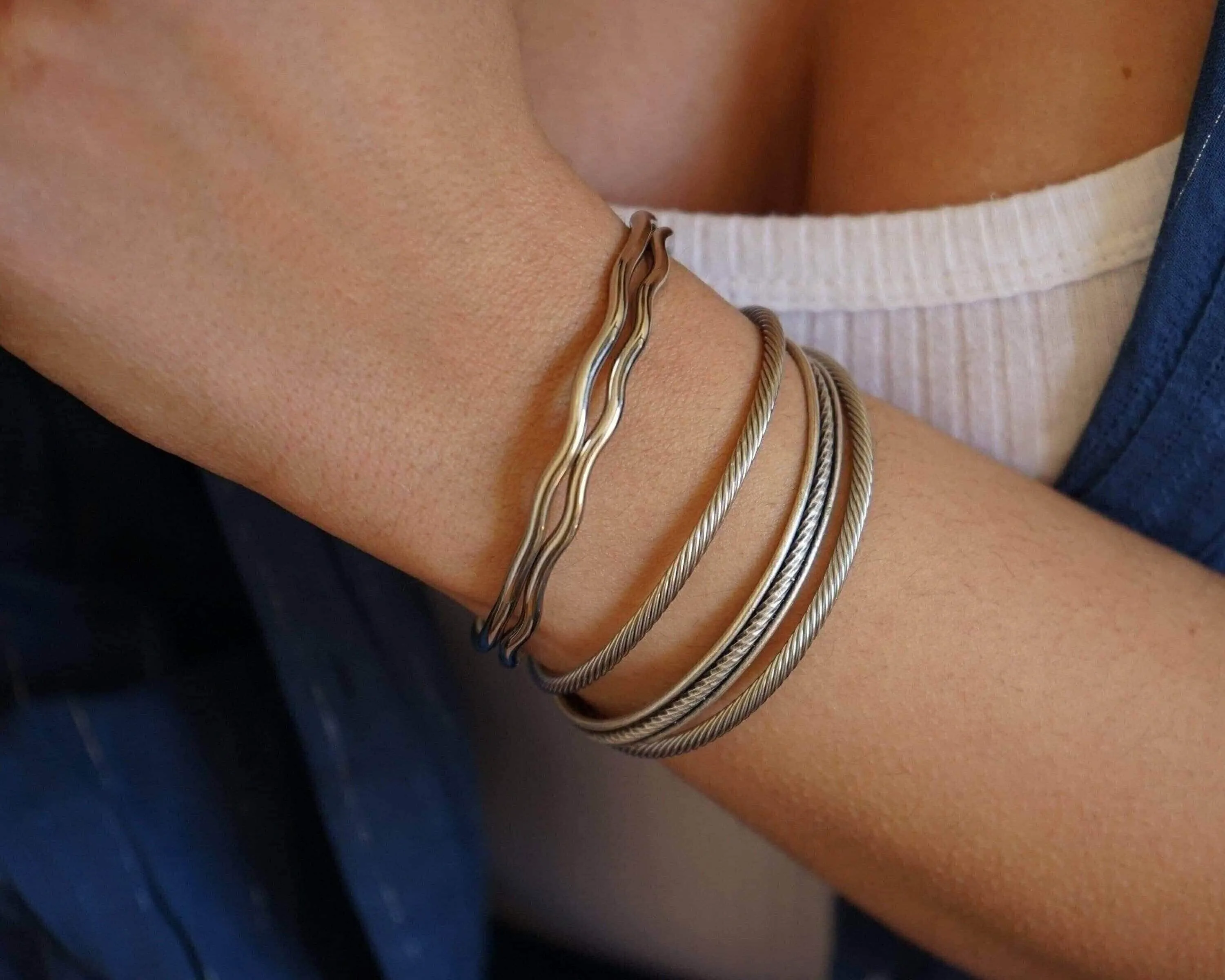 Silver Triple Strand Braided Cuff