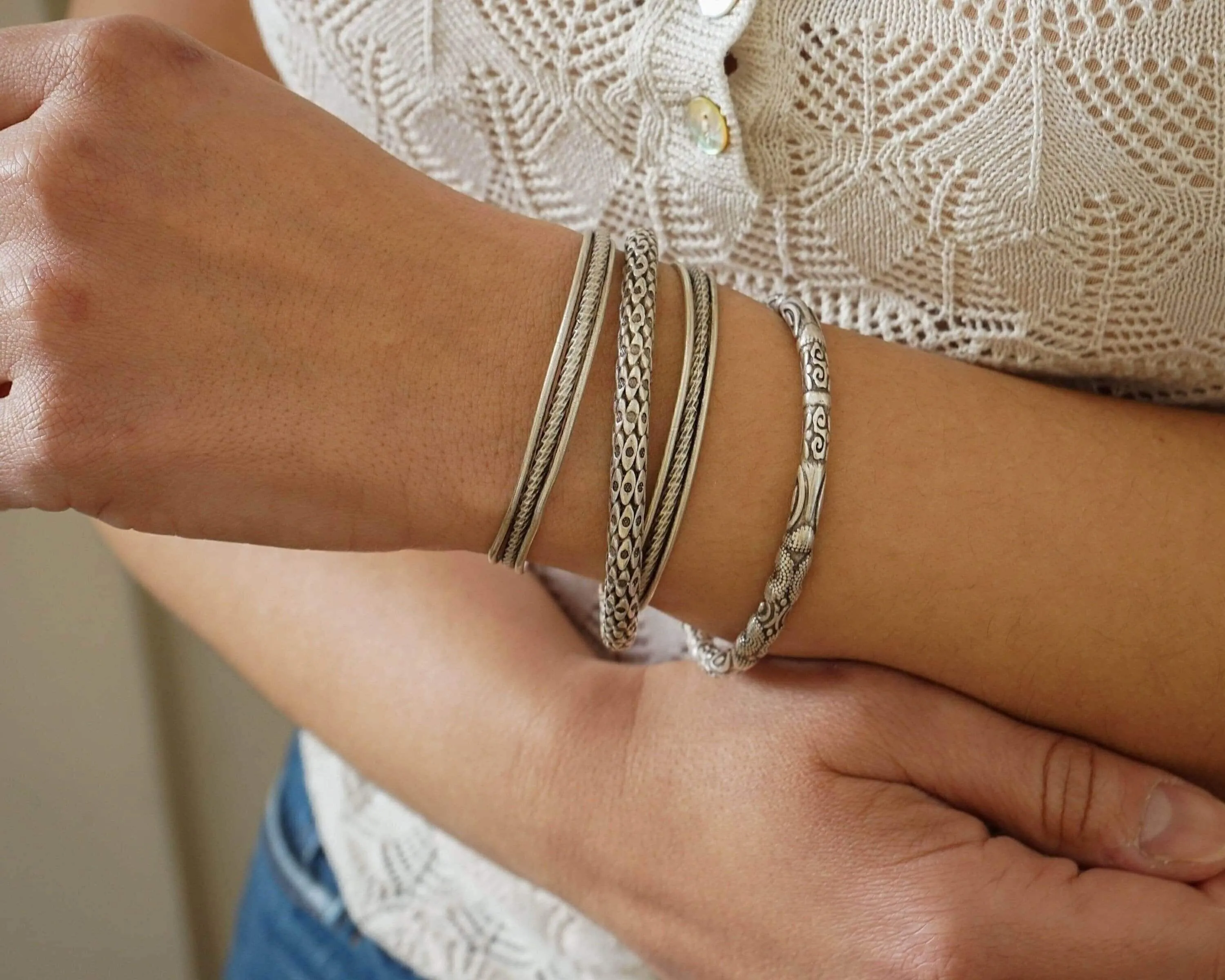 Silver Triple Strand Braided Cuff