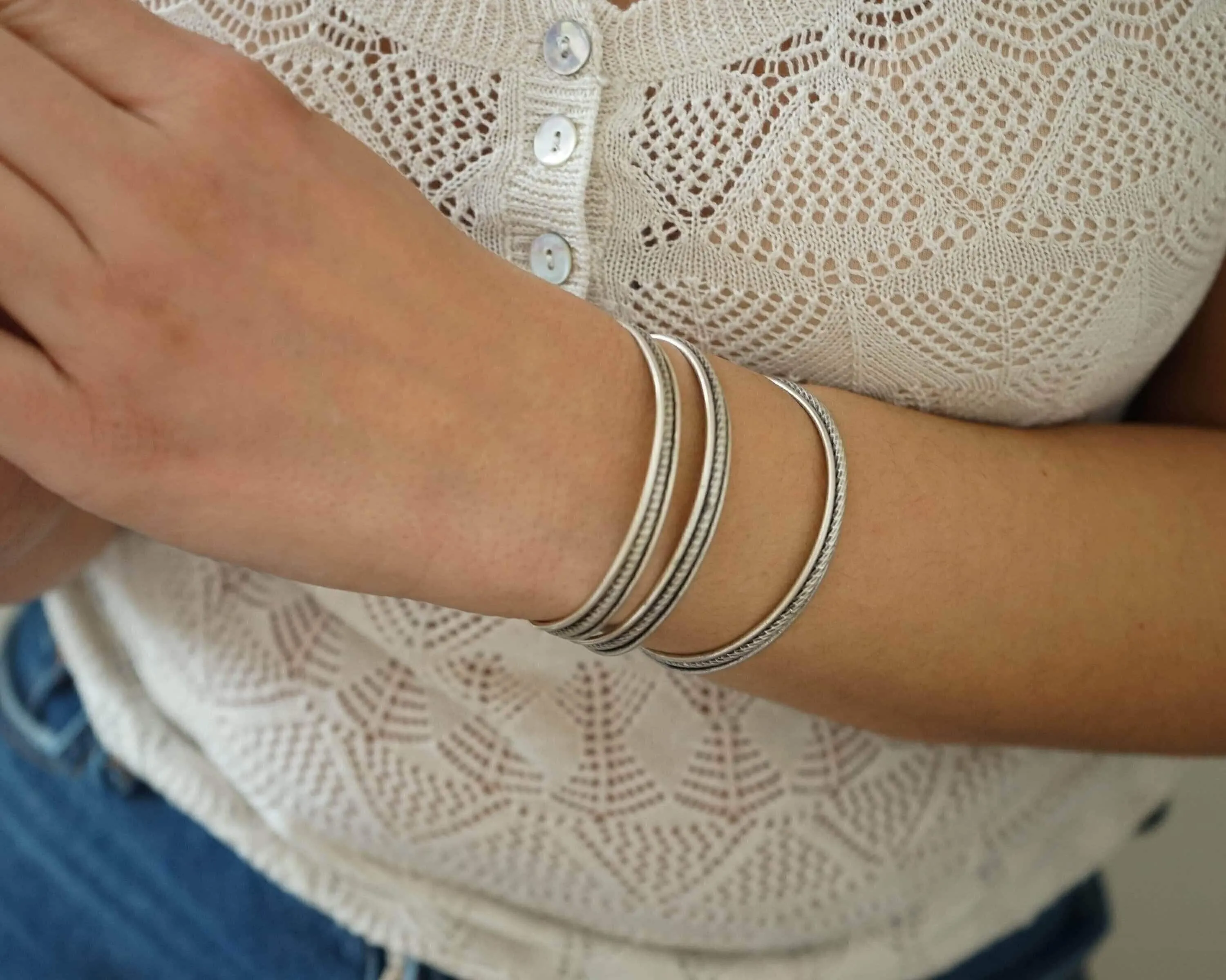 Silver Triple Strand Braided Cuff