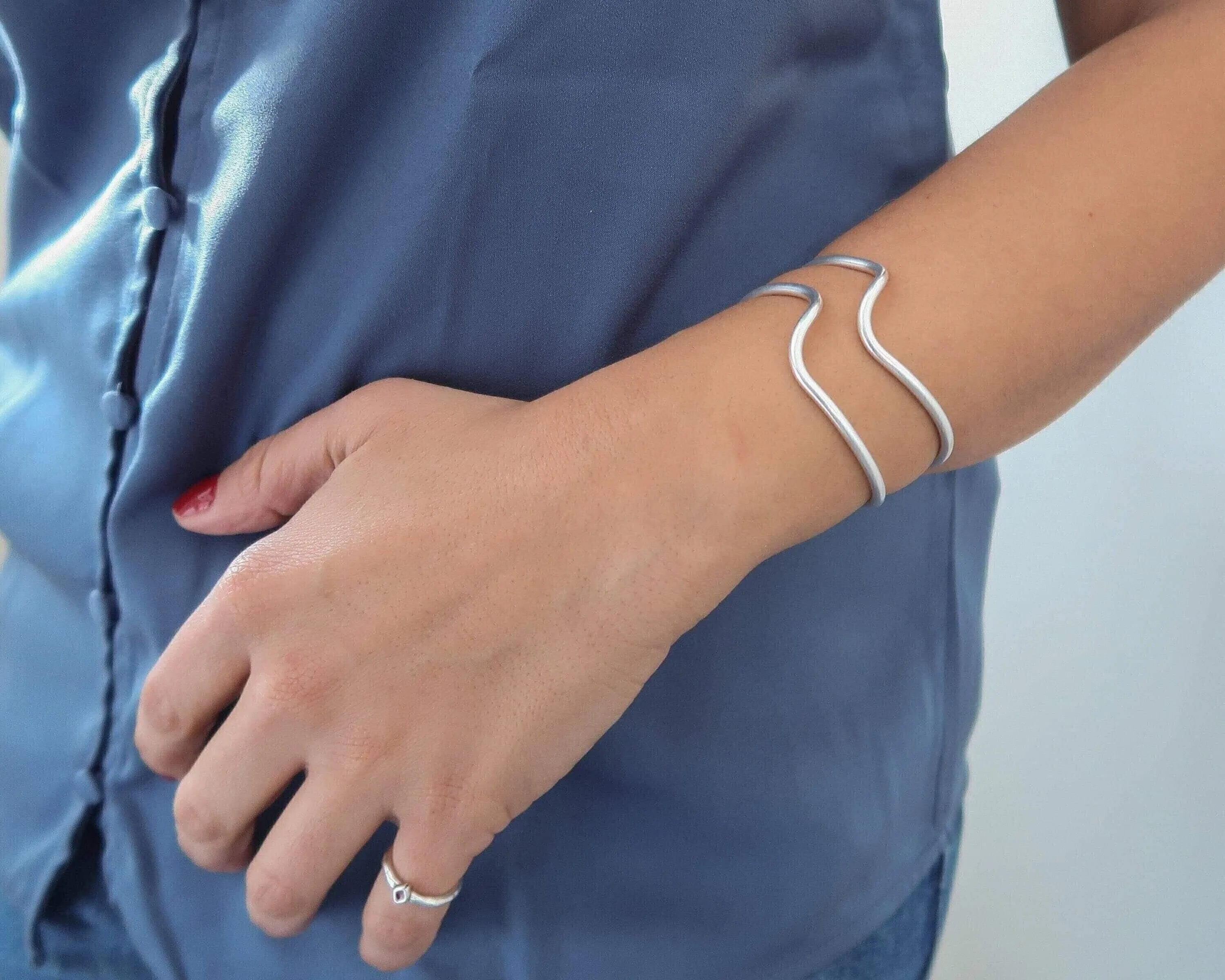 Silver Wave Cuff