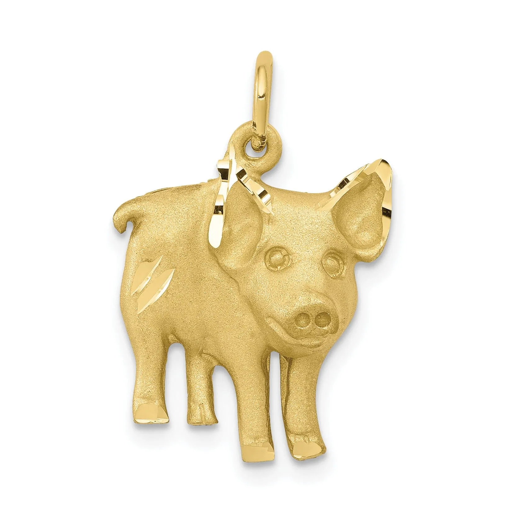 Solid 10k Yellow Gold Polished Pig Pendant