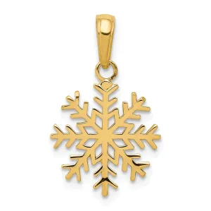 Solid 14k Yellow Gold Snowflake Charm Pendant