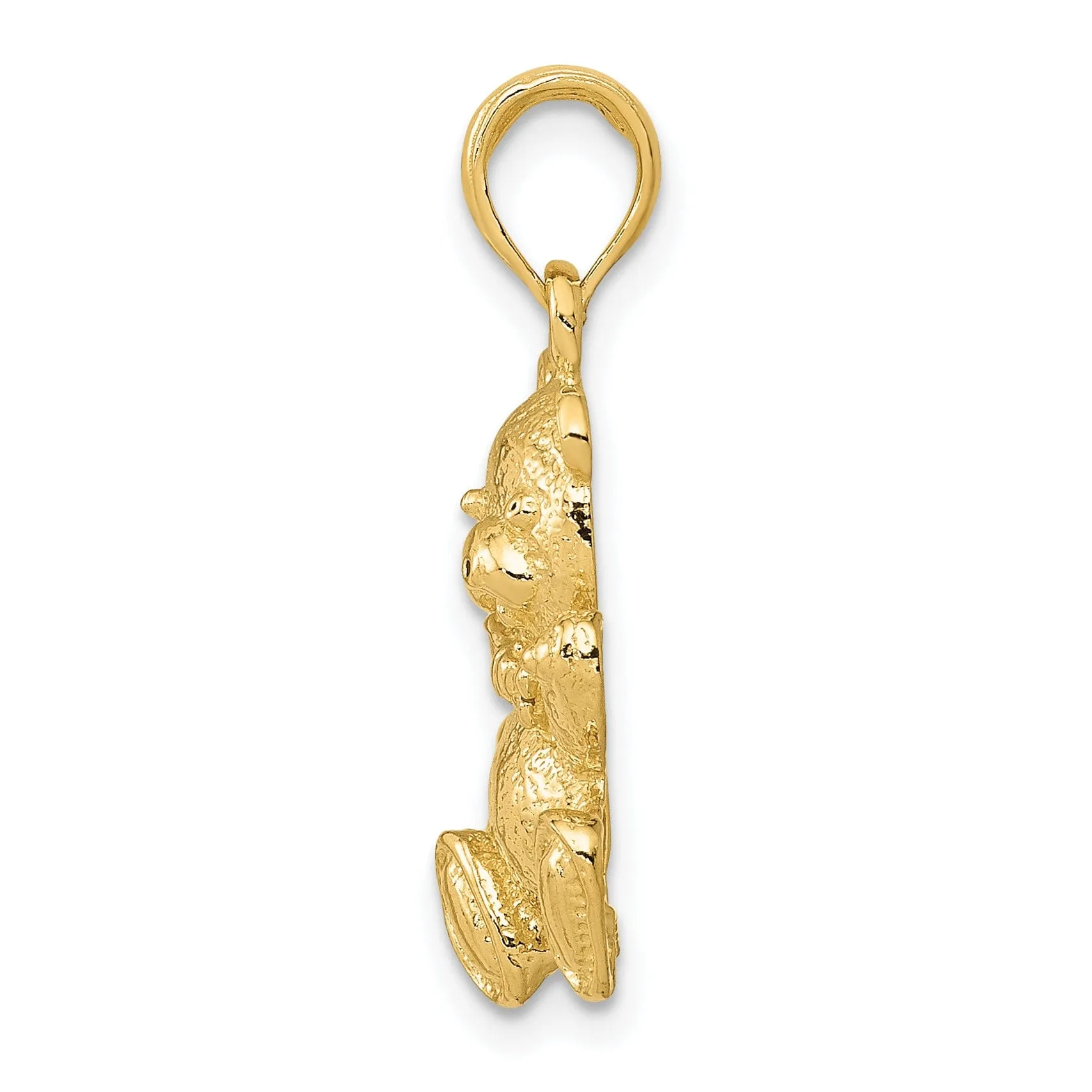 Solid 14k Yellow Gold Teddy Bear Charm Pendant