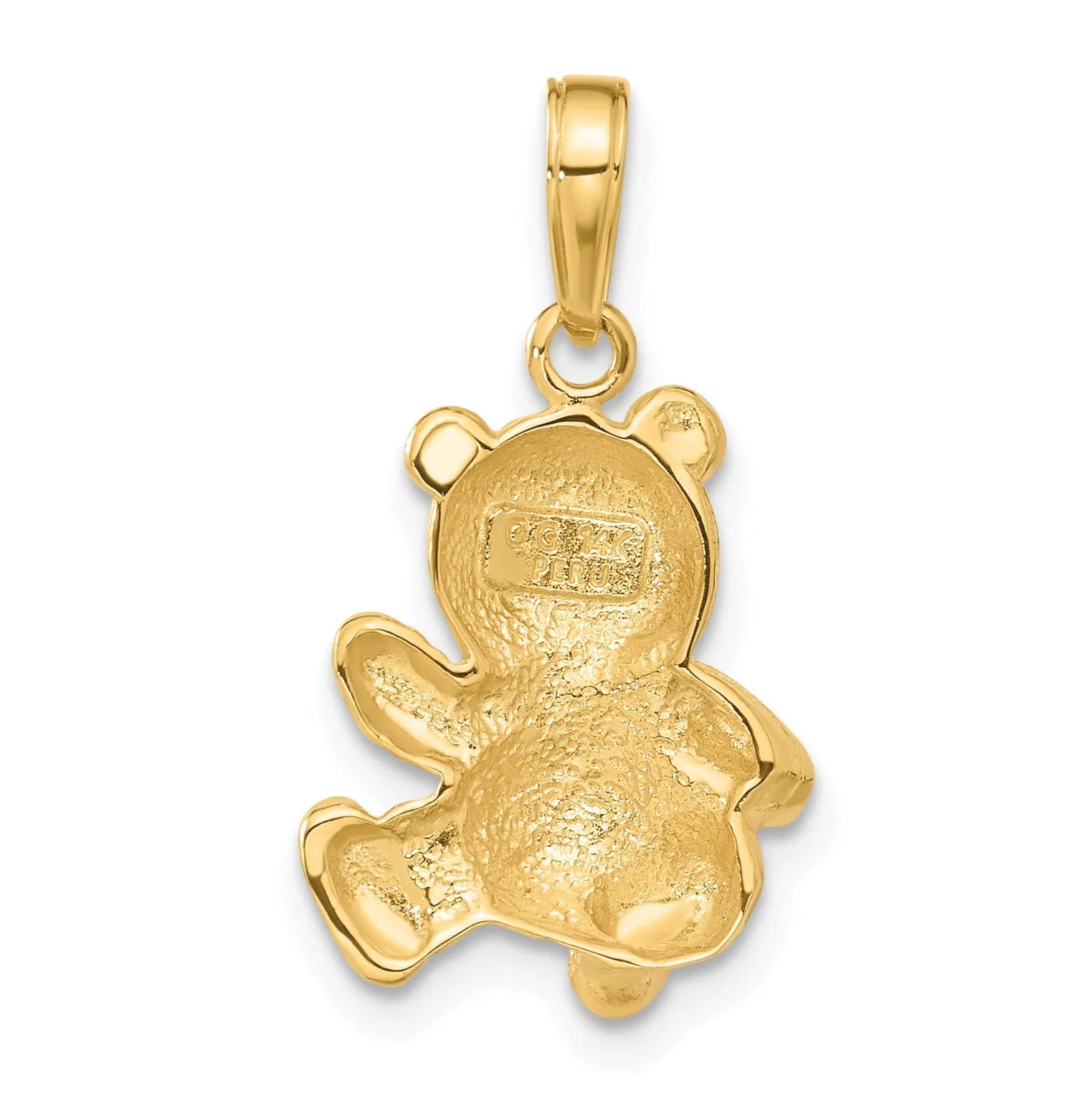 Solid 14k Yellow Gold Teddy Bear Charm Pendant