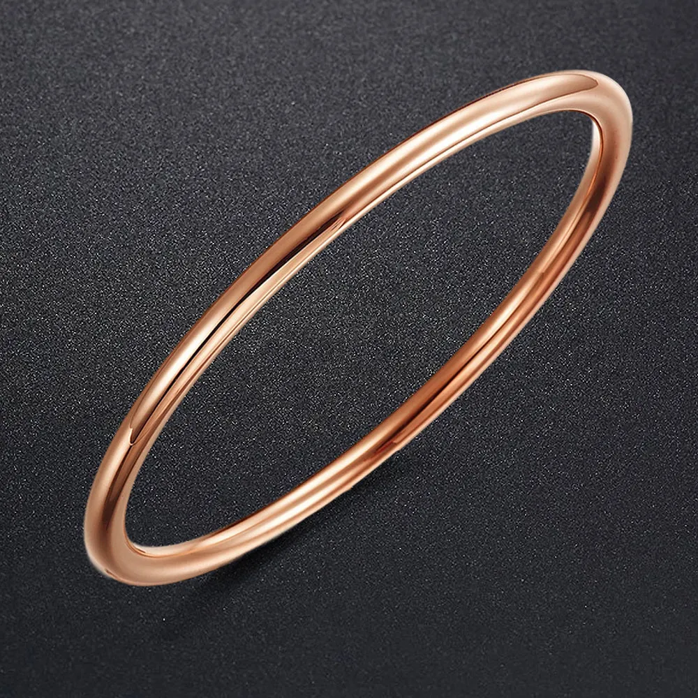 Solid Golf Bangle 2mm Rose Gold Layered