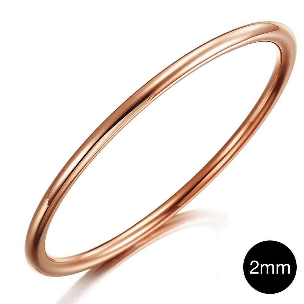 Solid Golf Bangle 2mm Rose Gold Layered