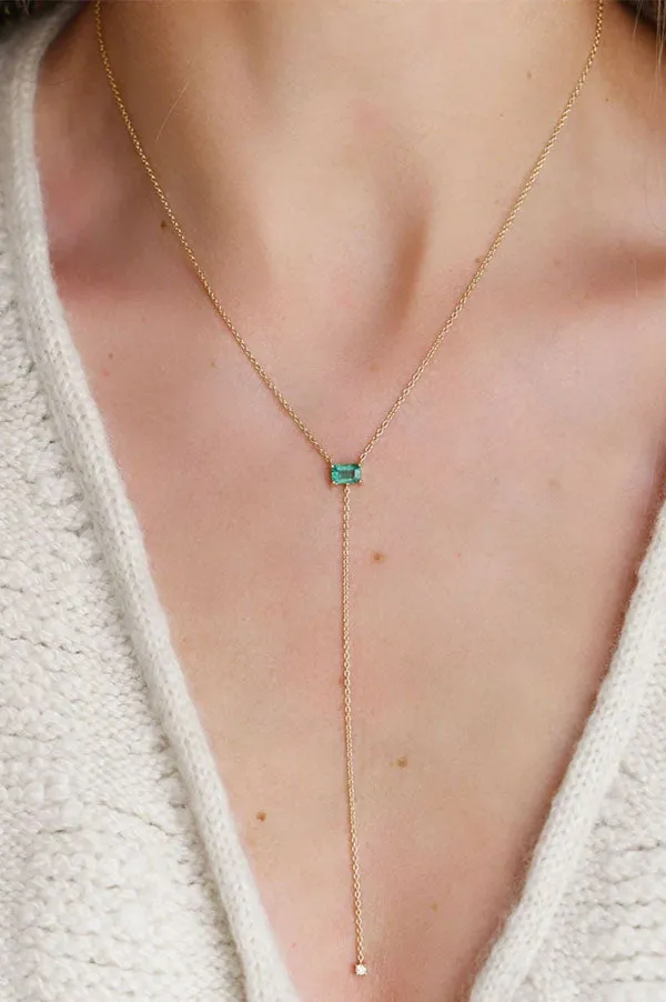 Solitaire Emerald Lariat